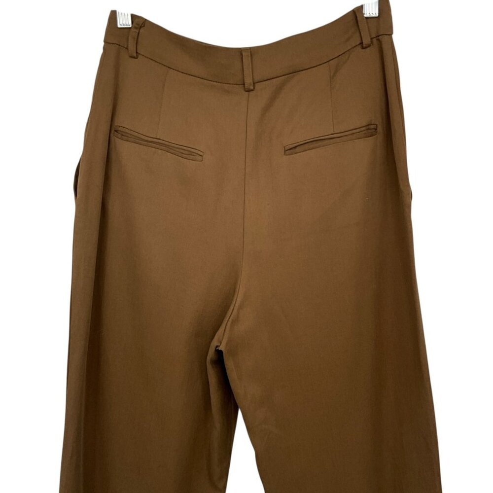 Reformation Mason Wide Leg Trousers Brown High Rise Pleated Size 6 - Picture 4 of 7